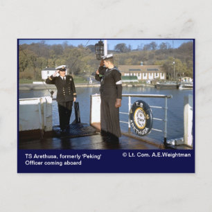 Carte Postale TS Arethusa, officier à bord