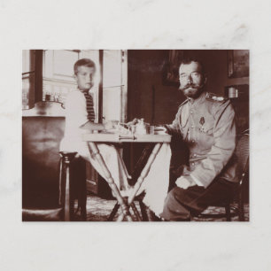 Carte Postale Tsar Nicolas de Russie & Tsarevitch Alexis Romanov