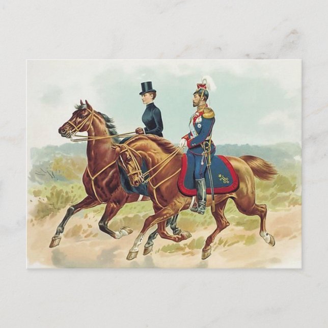 Carte Postale TSAR & TSARINA Russie à cheval #058SS (Devant)