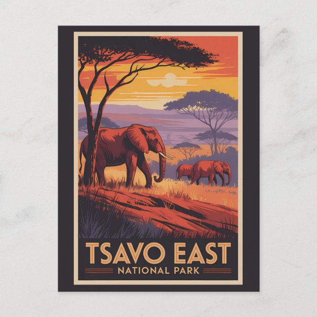 Carte Postale Tsavo East National Park Kenya Illustration Travel (Devant)