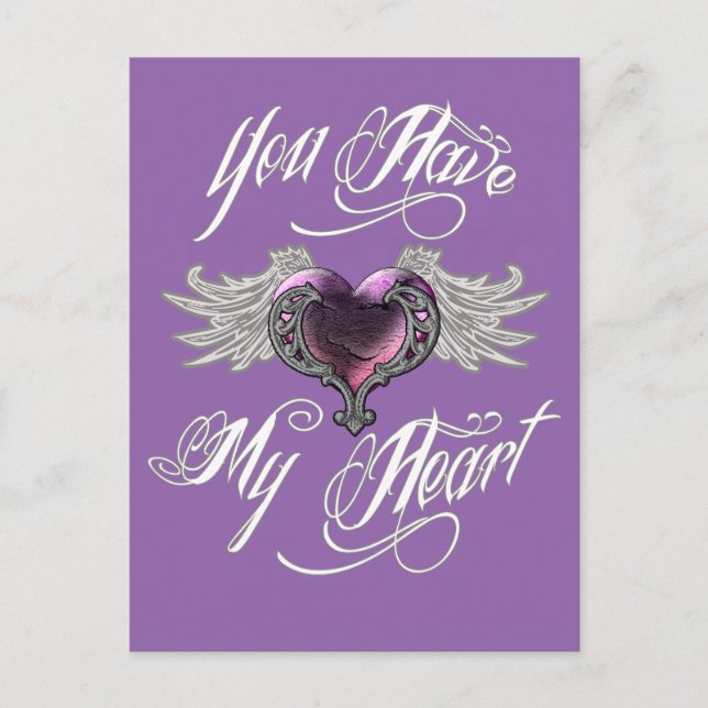 Carte Postale Tu As Mon Coeur Rose (Devant)