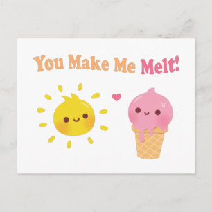 Carte Postale Tu me fais fondre, crème solaire et glace, Humour 