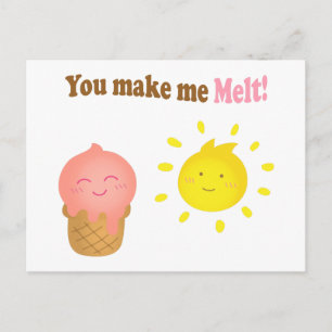 Carte Postale Tu me fais fondre, glace et soleil, amour humour
