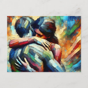 Carte Postale Tu me manques Amants s'étreignant