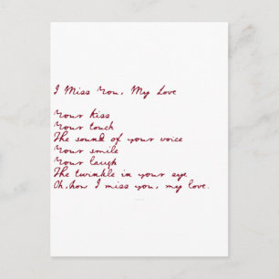 Carte Postale Tu Me Manques, Mon Poème D'Amour