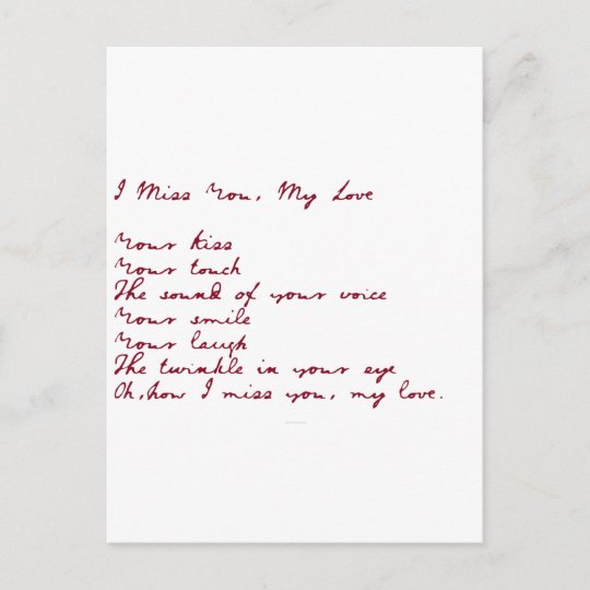 Carte Postale Tu Me Manques Mon Poeme D Amour Zazzle Fr