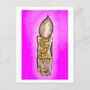 Carte Postale Tu n'es pas seul citation d'amitié aimant PINK