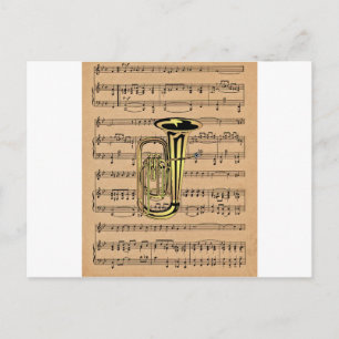 Carte Postale Tuba ~ Avec Arrière - plan Sheet Music