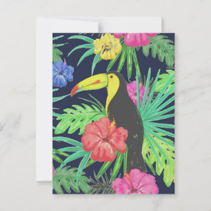 Carte Postale Tucan tropical et forêt tropicale Feuille