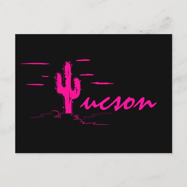 Carte Postale Tucson Arizona Neon Desert Nights Saguaro Cactus (Devant)