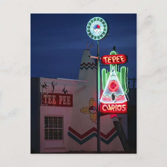 Carte Postale Tucumcari ce soir. TeePee Curios. Route 66 (Devant)