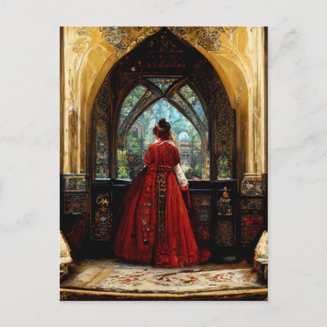 Carte Postale Tudor femme en robe crimson (Devant)