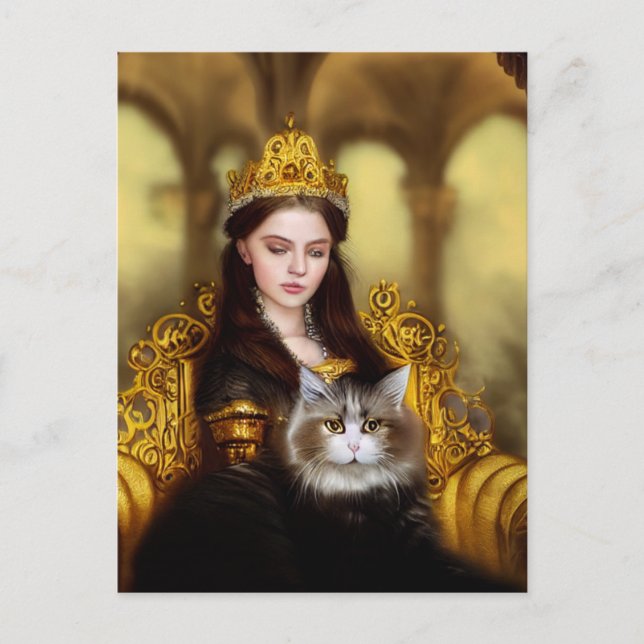 Carte Postale Tudor princesse avec son chat (Devant)