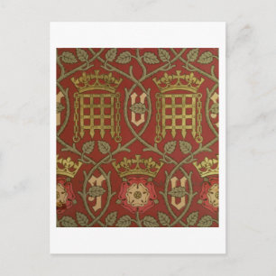 Carte Postale 'Tudor Rose', papier peint de reproduction dessiné