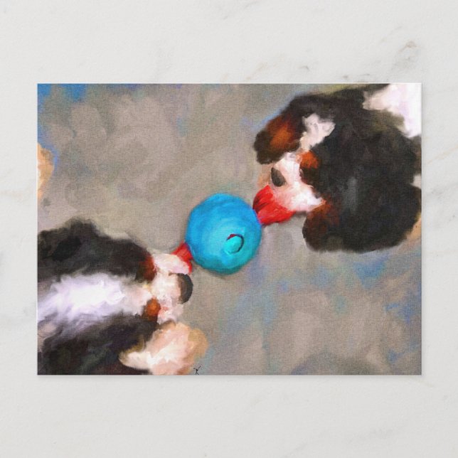 Carte postale Tug of War Cavalier KC Spaniels (Devant)