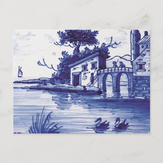 Carte Postale Tuile bleue traditionnelle (Devant)