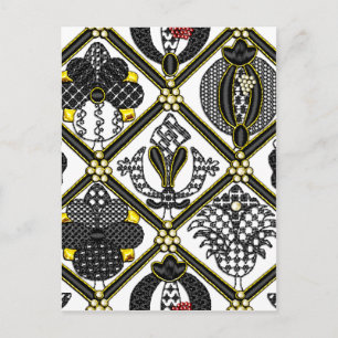 Carte Postale Tuile de Blackwork élisabéthain