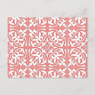 Carte Postale Tuiles marocaines - corail rose et blanc