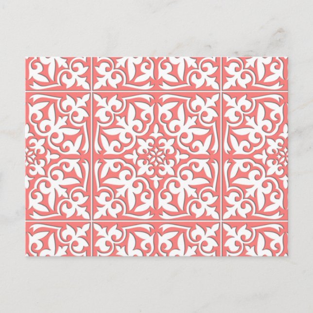 Carte Postale Tuiles marocaines - corail rose et blanc (Devant)