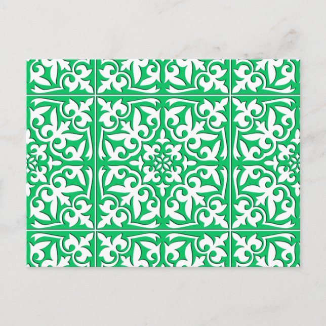 Carte Postale Tuiles marocaines - Jade vert et blanc (Devant)