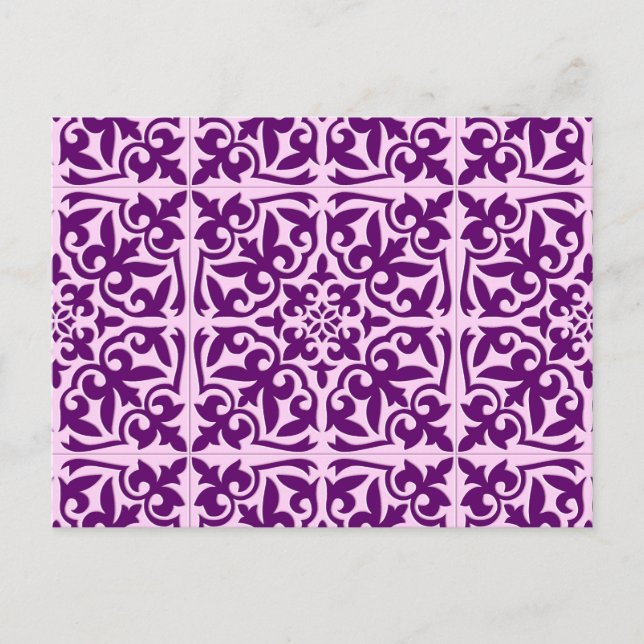 Carte Postale Tuiles marocaines - violet et orchidée (Devant)