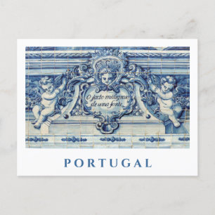 Carte Postale Tuiles murales portugaises bleues et blanches avec