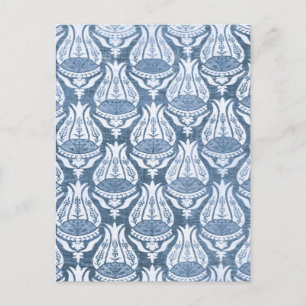 Carte Postale Tulipe et Treillis Art Floral Bleu de William Morr