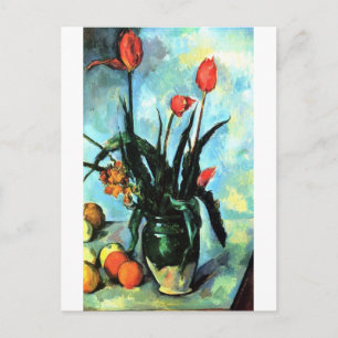 Carte Postale Tulipes dans un Vase par Paul Cezanne, Art Vintage
