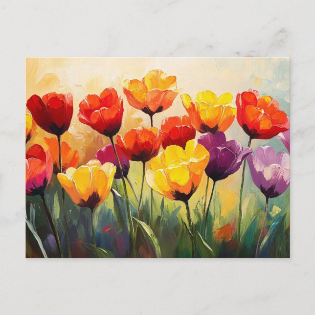 Carte Postale Tulipes d'aquarelle en gras au printemps (Devant)