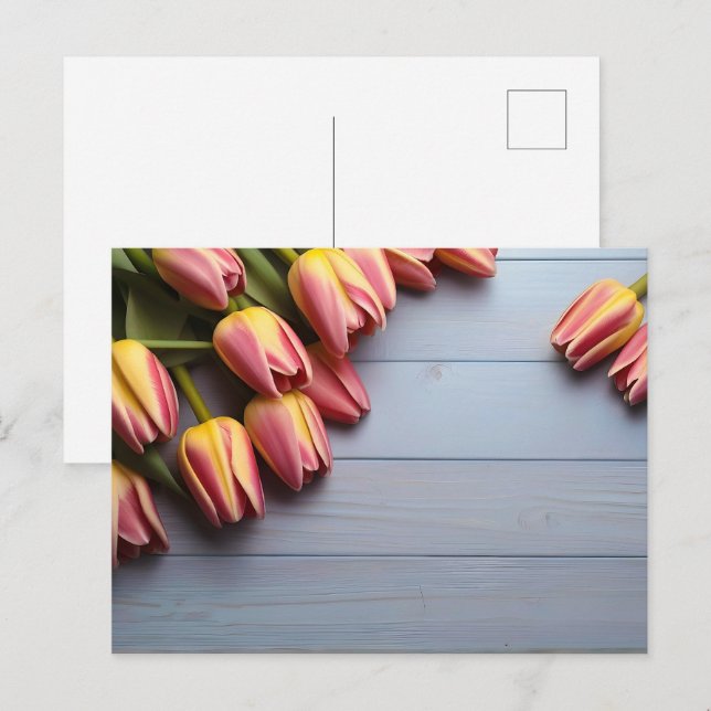 Carte Postale Tulipes de printemps pour la Saint Valentin (Devant / Derrière)