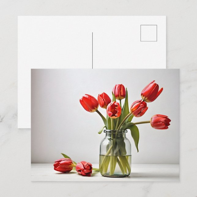 Carte Postale Tulipes de printemps pour la Saint Valentin (Devant / Derrière)