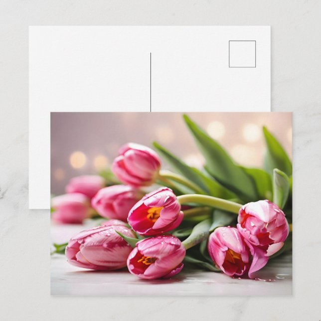 Carte Postale Tulipes de printemps pour la Saint Valentin (Devant / Derrière)