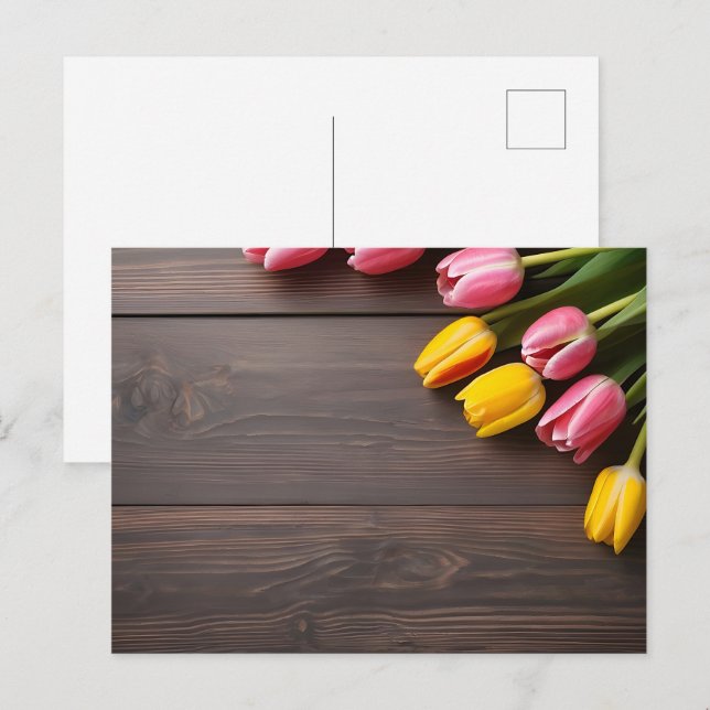 Carte Postale Tulipes de printemps pour la Saint Valentin (Devant / Derrière)