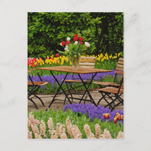 Carte Postale Tulipes de table dans le jardin, Jardins de Keuken