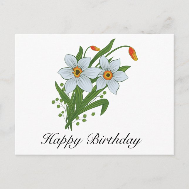 Carte Postale Tulipes et fleurs de jonquilles (Devant)