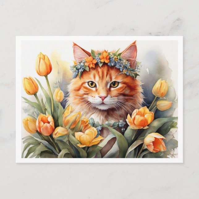 Carte Postale Tulipes Jaune Kitty   (Devant)