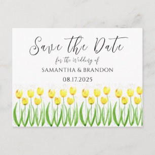 Carte Postale Tulipes jaunes fleurs Aquarelle Floral Rustique