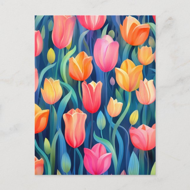 Carte Postale Tulipes motif floral (Devant)