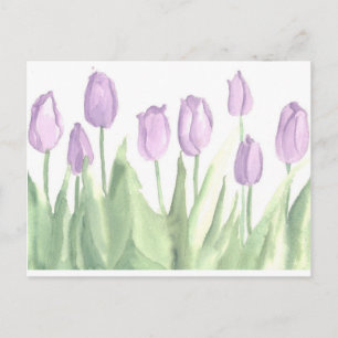 Carte Postale Tulipes pourpres Jardin Aquarelle Fleurs