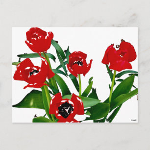 Carte Postale Tulipes rouges brillantes