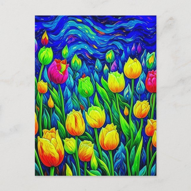 Carte Postale Tulips Van Gogh Style (Devant)