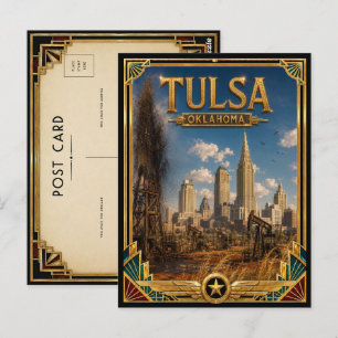 Carte Postale Tulsa Oklahoma Art Déco vintage de l'âge d'or