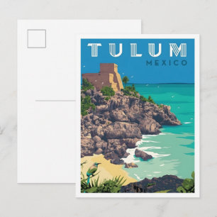 Carte Postale Tulum Mexique Art Vintage Voyage