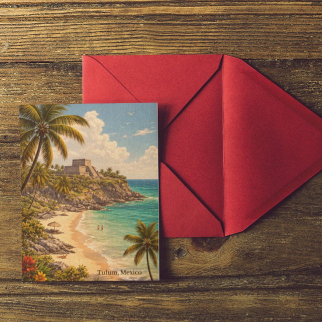 Carte Postale Tulum Mexique Destination de Plage Rétro (Tulum Mexico Retro Beach Destination Postcard
)