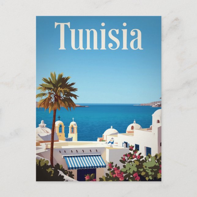 Carte Postale Tunisia Mediterranean Coast Retro (Devant)