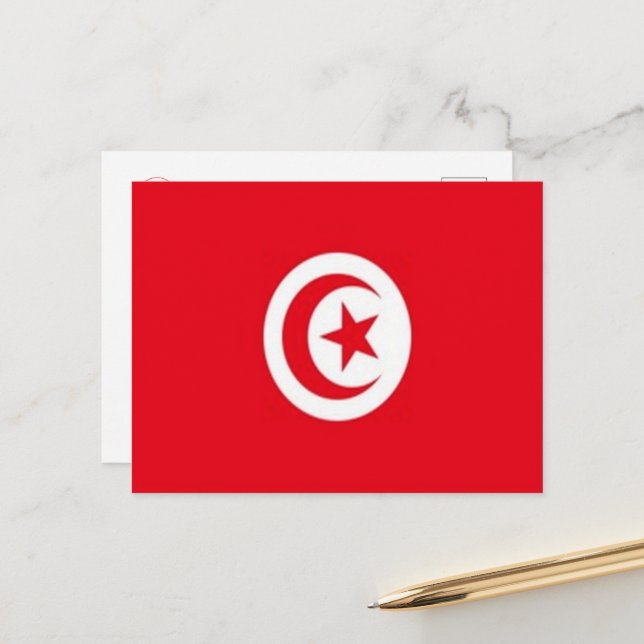Carte Postale Tunisie - Drapeau - (Devant/Arrière en situation)