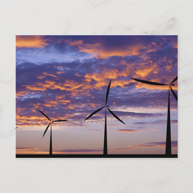 Carte Postale Turbine de moulin à vent au coucher du soleil (Devant)