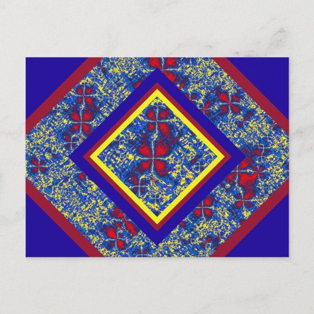 Carte postale Turbulence fractale rouge, bleu et j (Devant)