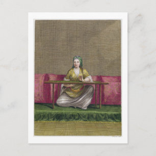 Carte Postale Turc Girl, broderie, 18ème siècle (gravine