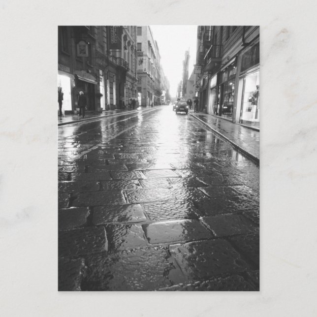 Carte Postale Turin Italie, Rue humide Soir (Devant)